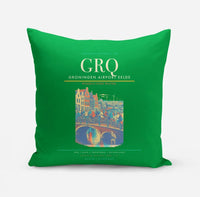 Thumbnail for Groningen Airport Eelde (GRQ) design on green pillow