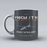Thumbnail for Airbus C295M T.21 design on gray ceramic mug, double-side print