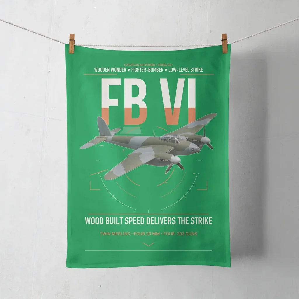 de Havilland Mosquito FB VI design on green towel