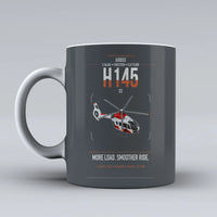 Thumbnail for Airbus H145 D3 design on gray ceramic mug, double-side print