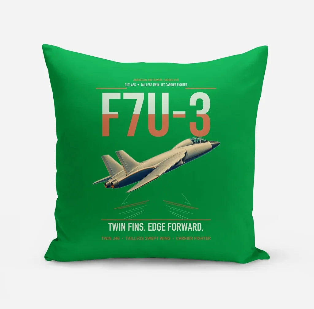 F7U-3 Cutlass design on green pillow