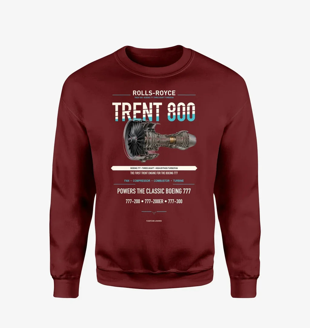 TRENT 800 design on wine red sweatshirt