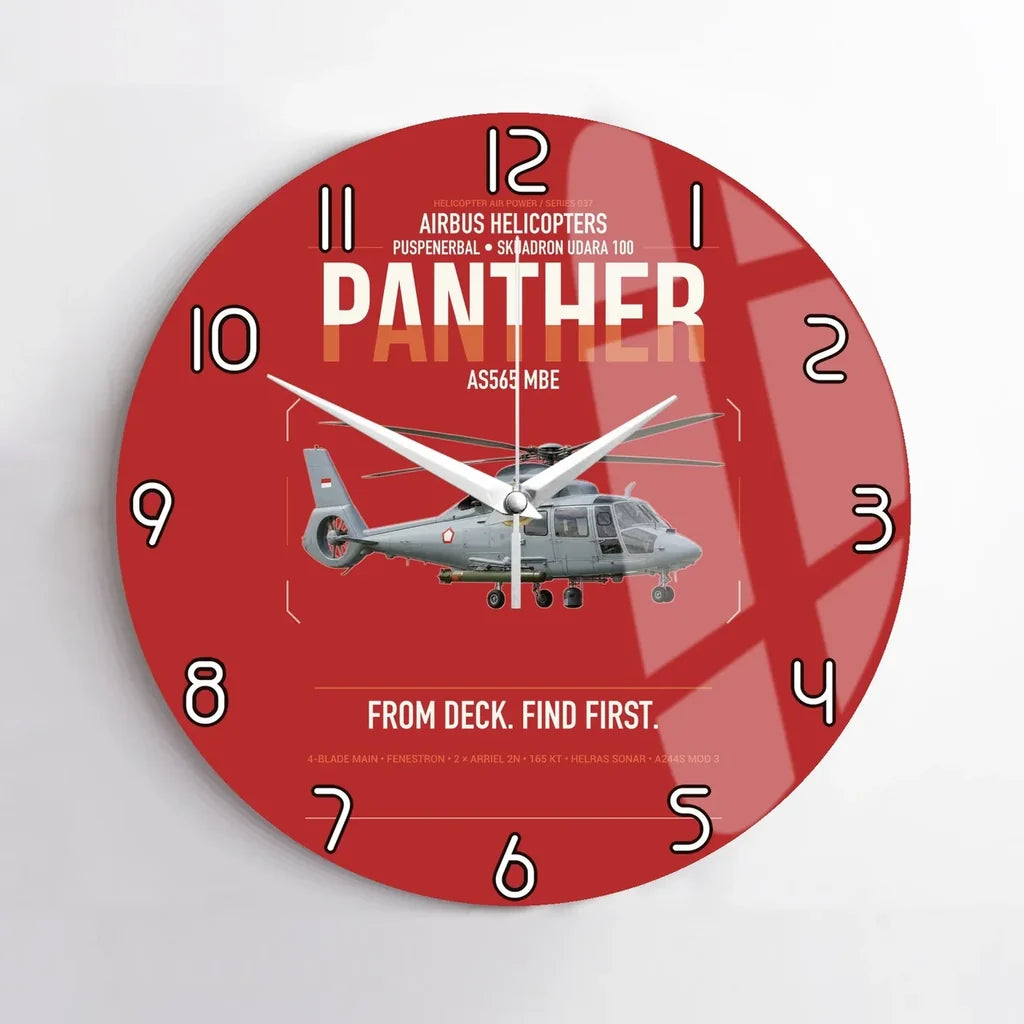 Airbus Helicopters AS565 MBe Panther design on red no frame wall clock