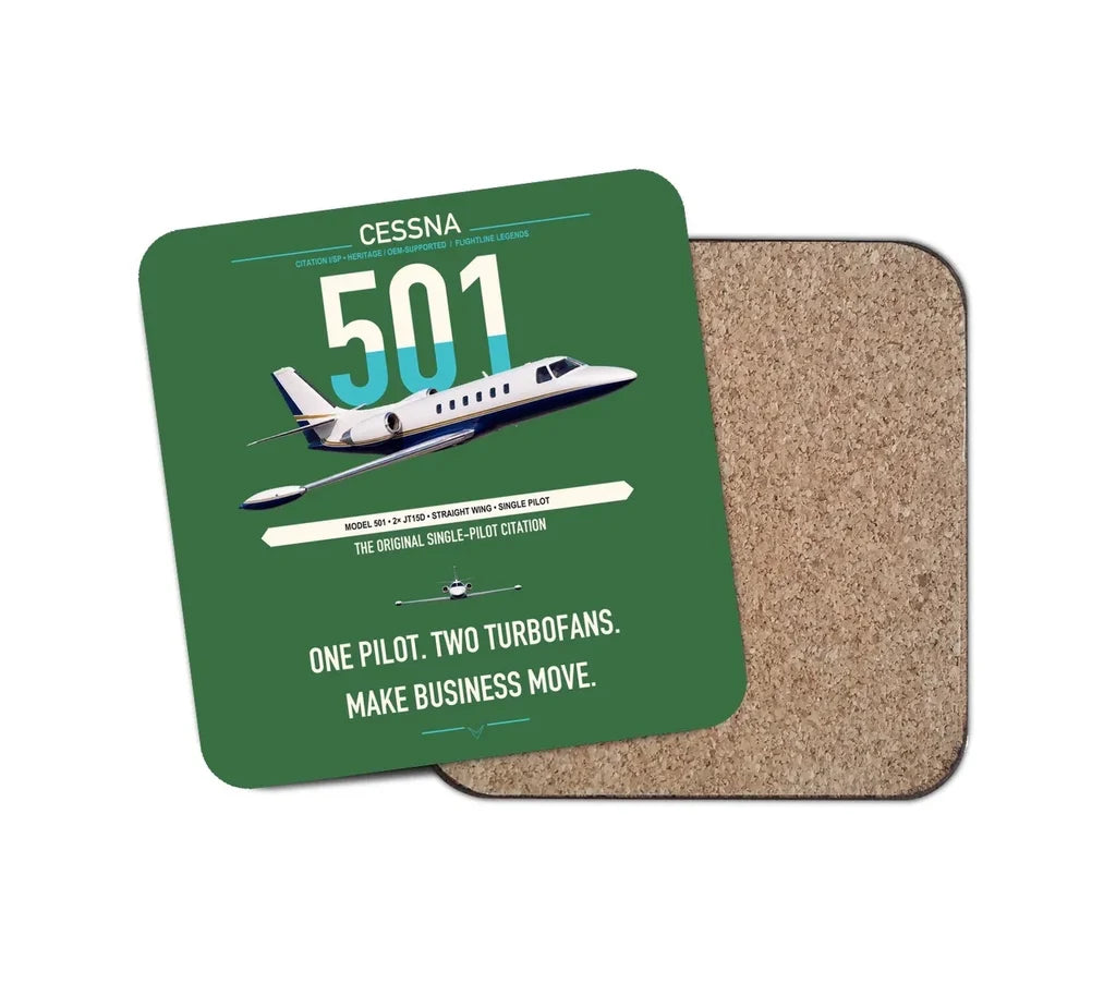 Cessna 501 Citation I SP design on green 1 piece coaster