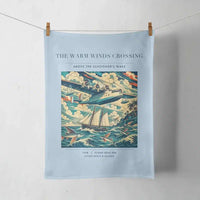 Thumbnail for VINTAGE G4067 - The Warm Winds Crossing - Designed Towels design on lightblue