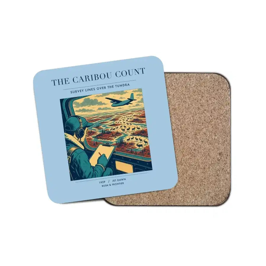 The Caribou Count - Designed Coasters design on light blue 1-piece