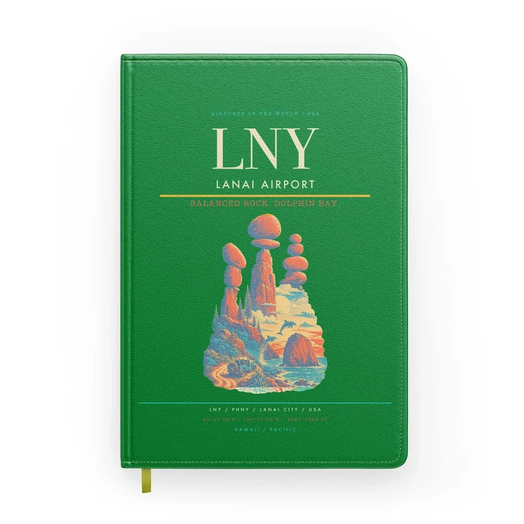 Lanai Airport (LNY) design on green notebook