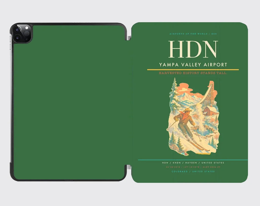 Yampa Valley Airport (HDN) design on green ipad tablet case