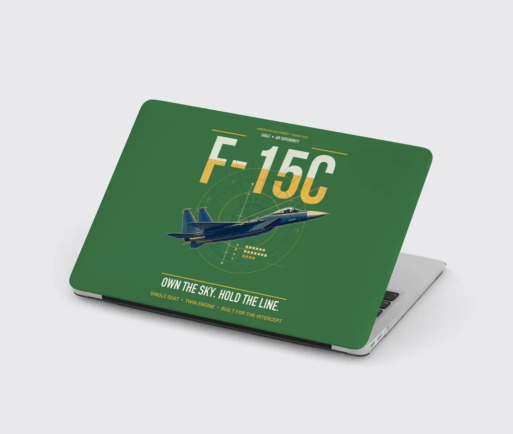 F-15C Eagle design on green MacBook case
