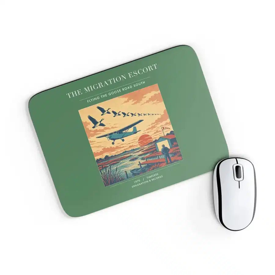 VINTAGE G4448 - The Migration Escort - Designed Mouse Pads design on green rectangle