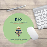 Thumbnail for Belfast International Airport (BFS) design on light green round mouse pad