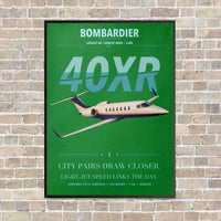 Thumbnail for Bombardier Learjet 40XR vertical canvas print - framed - green background