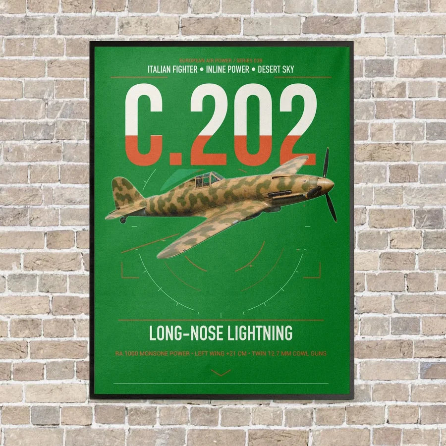 Macchi C.202 Folgore vertical canvas print - framed - green background