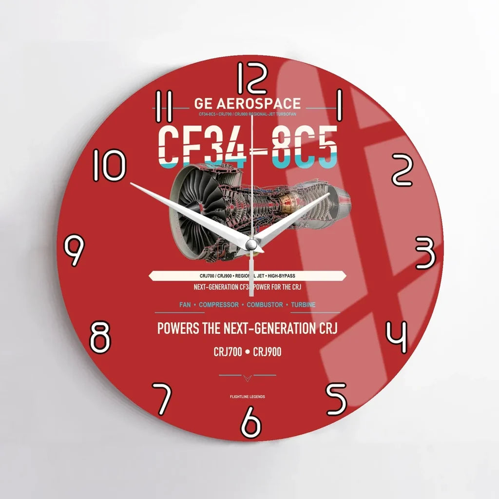 CF34-8C5 design on red no frame wall clock