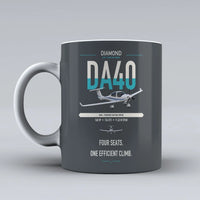 Thumbnail for Diamond DA40 design on gray ceramic mug, double-side print