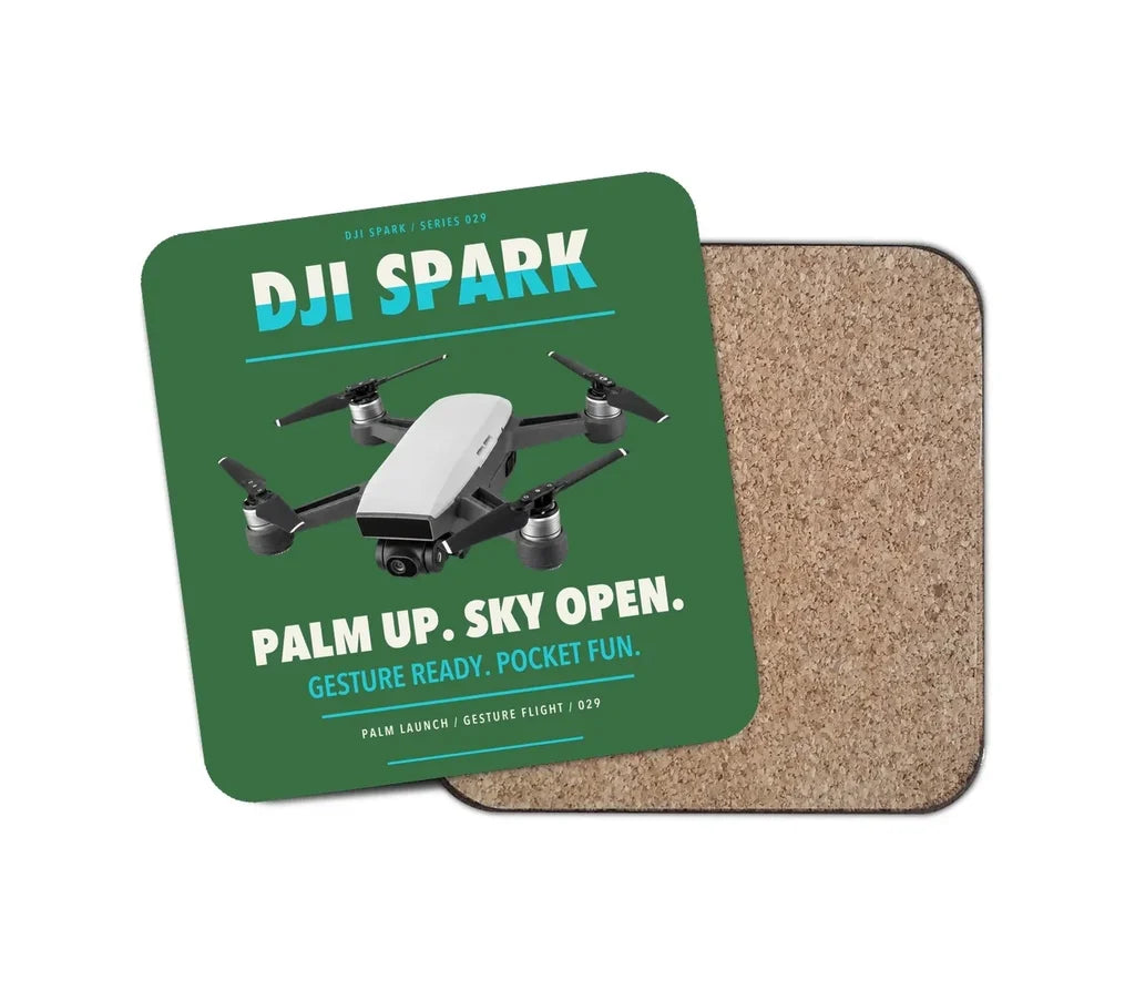 DJI Spark design on green 1 piece coaster