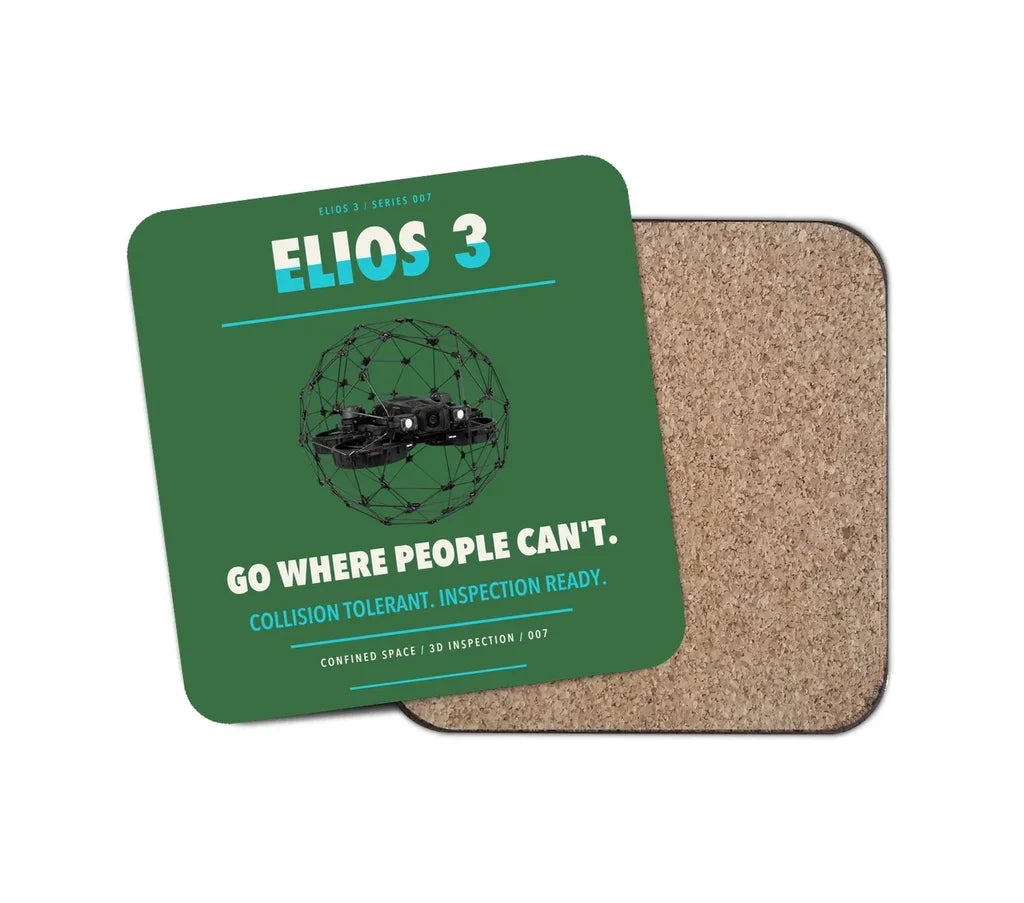 Flyability Elios 3 design on green 1 piece coaster