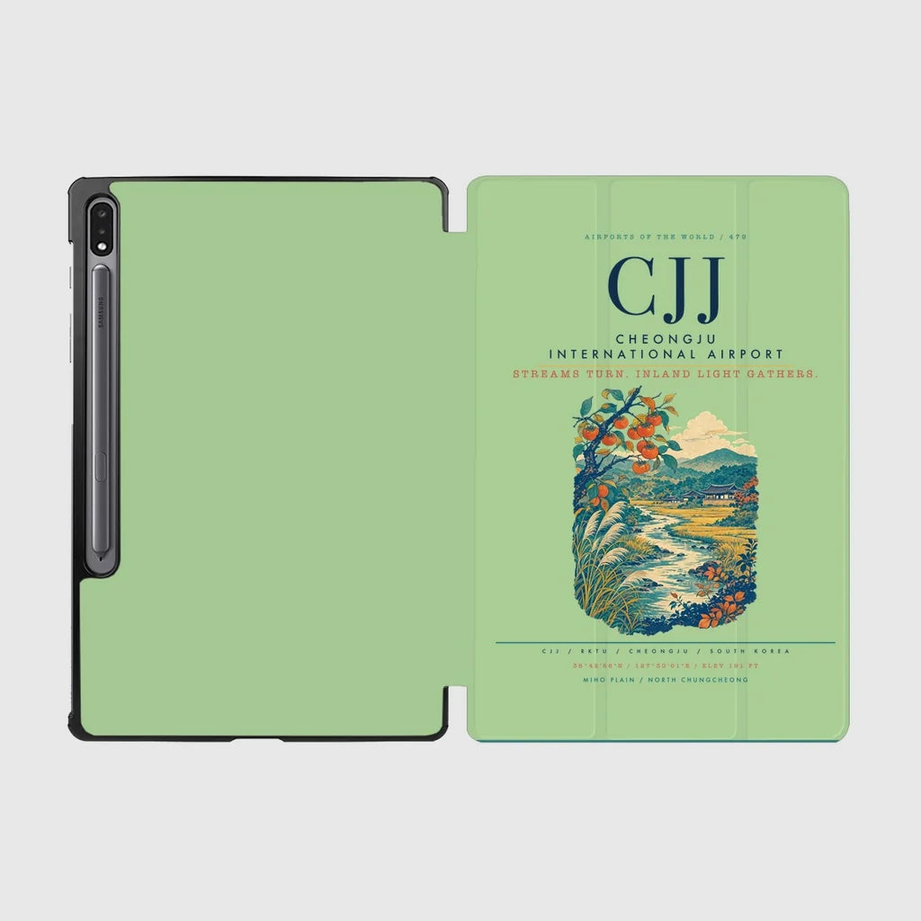 Cheongju International Airport (CJJ) design on light green samsung tablet tablet case