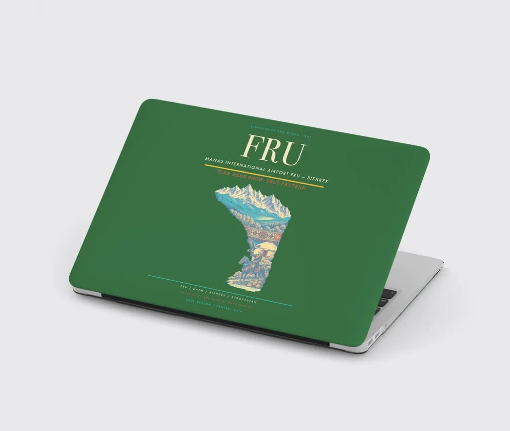Manas International Airport (FRU) design on green MacBook case