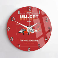 Thumbnail for Sikorsky MH-60T Jayhawk design on red no frame wall clock