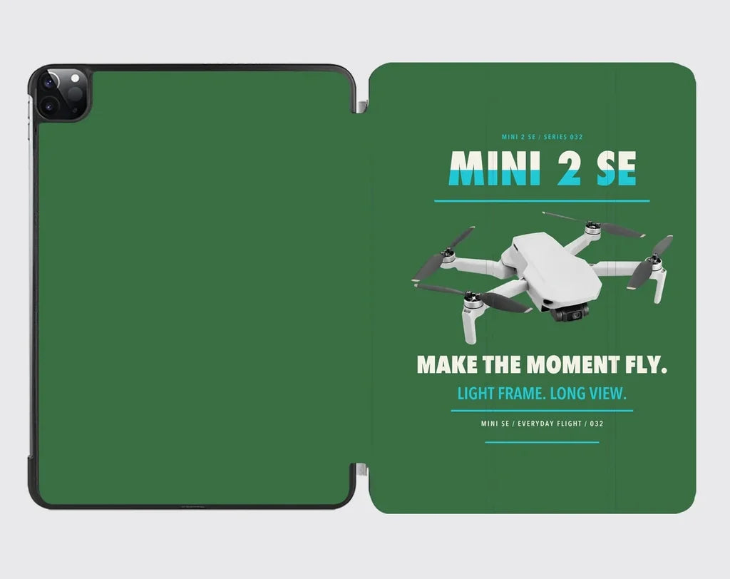 DJI Mini 2 SE design on green ipad tablet case