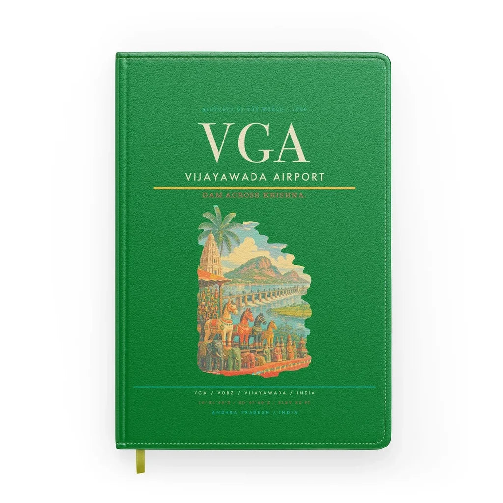 Vijayawada Airport (VGA) design on green notebook