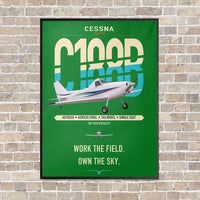 Thumbnail for Cessna A188B AgTruck vertical canvas print - framed - green background
