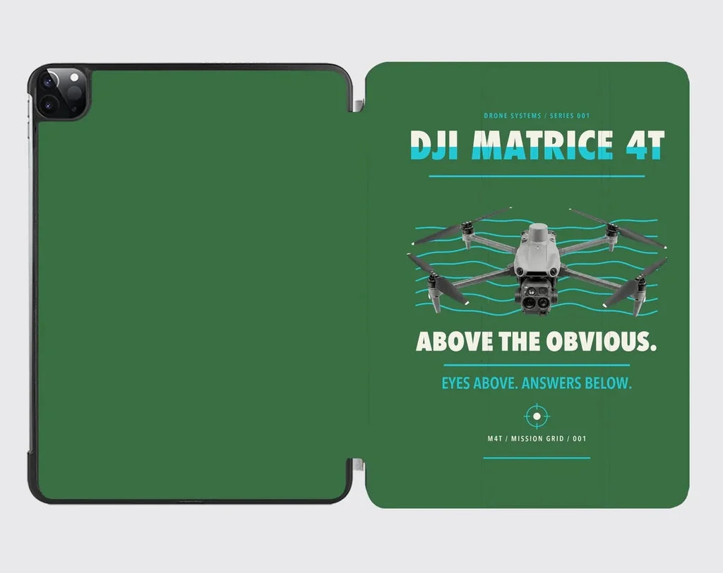 DJI Matrice 4T design on green ipad tablet case