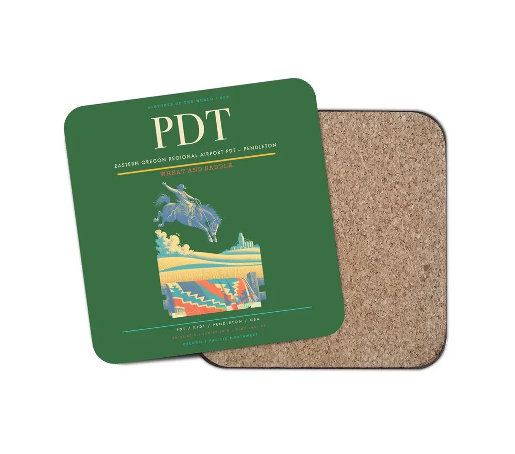 Eastern Oregon Regional Airport (PDT) design on green 1 piece coaster