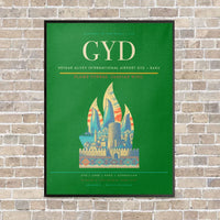 Thumbnail for Heydar Aliyev International Airport GYD — Baku vertical canvas print - framed - green background