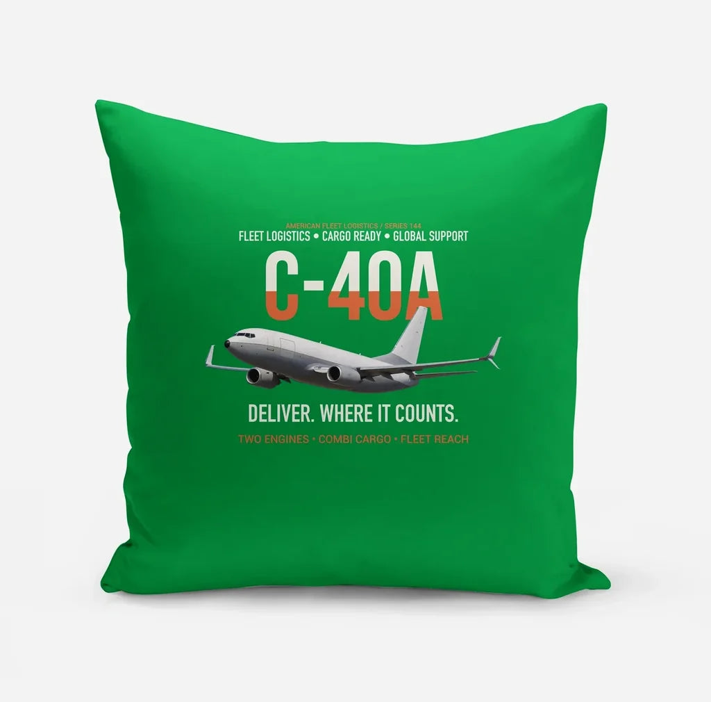 C-40A Clipper Fleet Logistics Ready design on green pillow