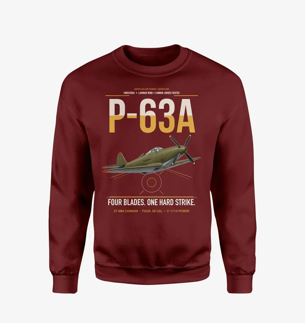 P-63A Kingcobra design on wine red sweatshirt