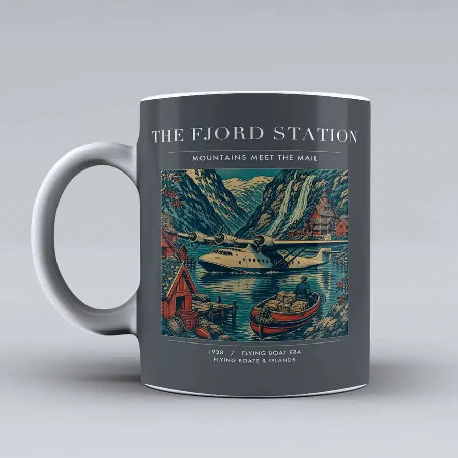 VINTAGE G4062 - The Fjord Station - Ceramic Mug design on gray