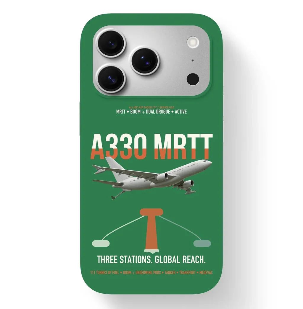 Airbus A330 MRTT design on green magsafe iphone case, for iPhone 17 Pro