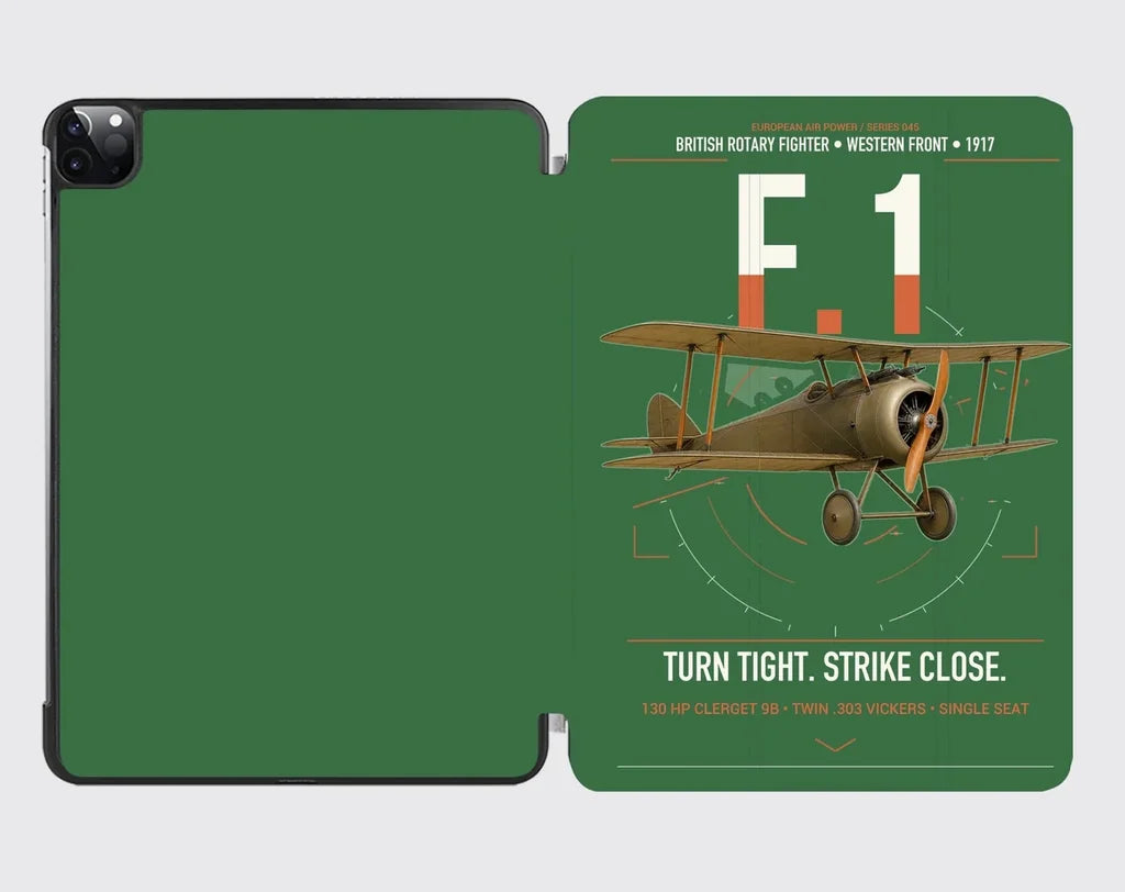 Sopwith Camel F.1 design on green ipad tablet case