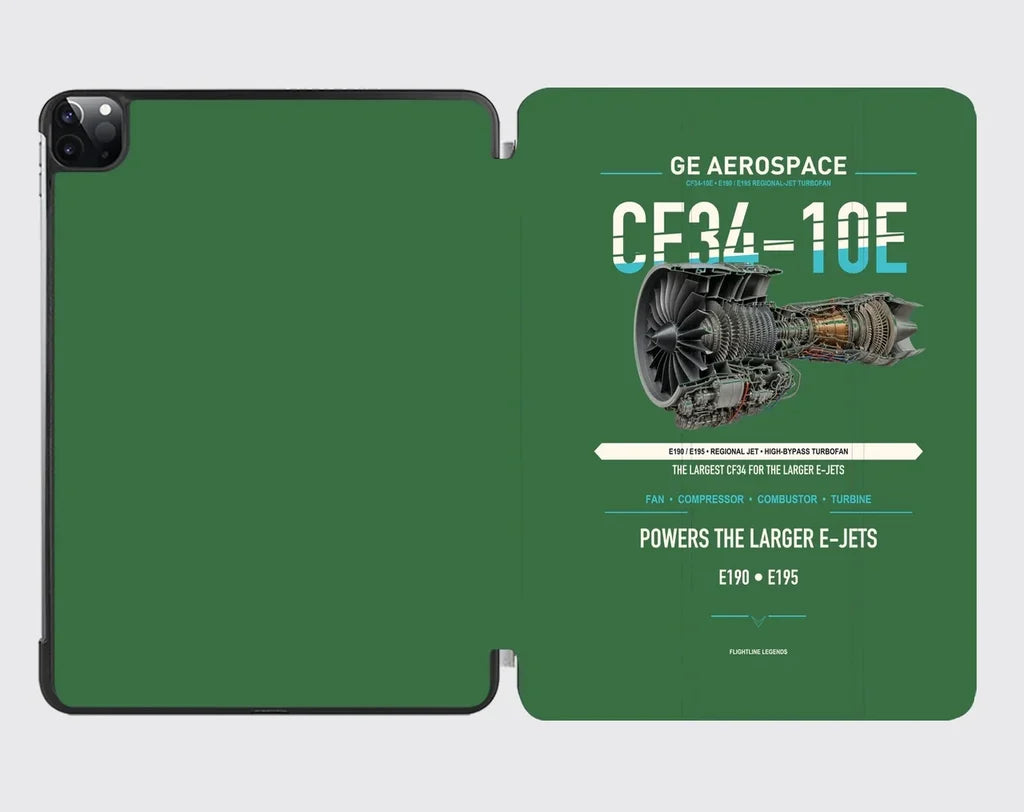 CF34-10E design on green ipad tablet case