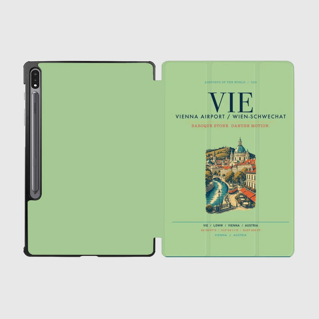Vienna Airport (VIE) design on light green samsung tablet tablet case