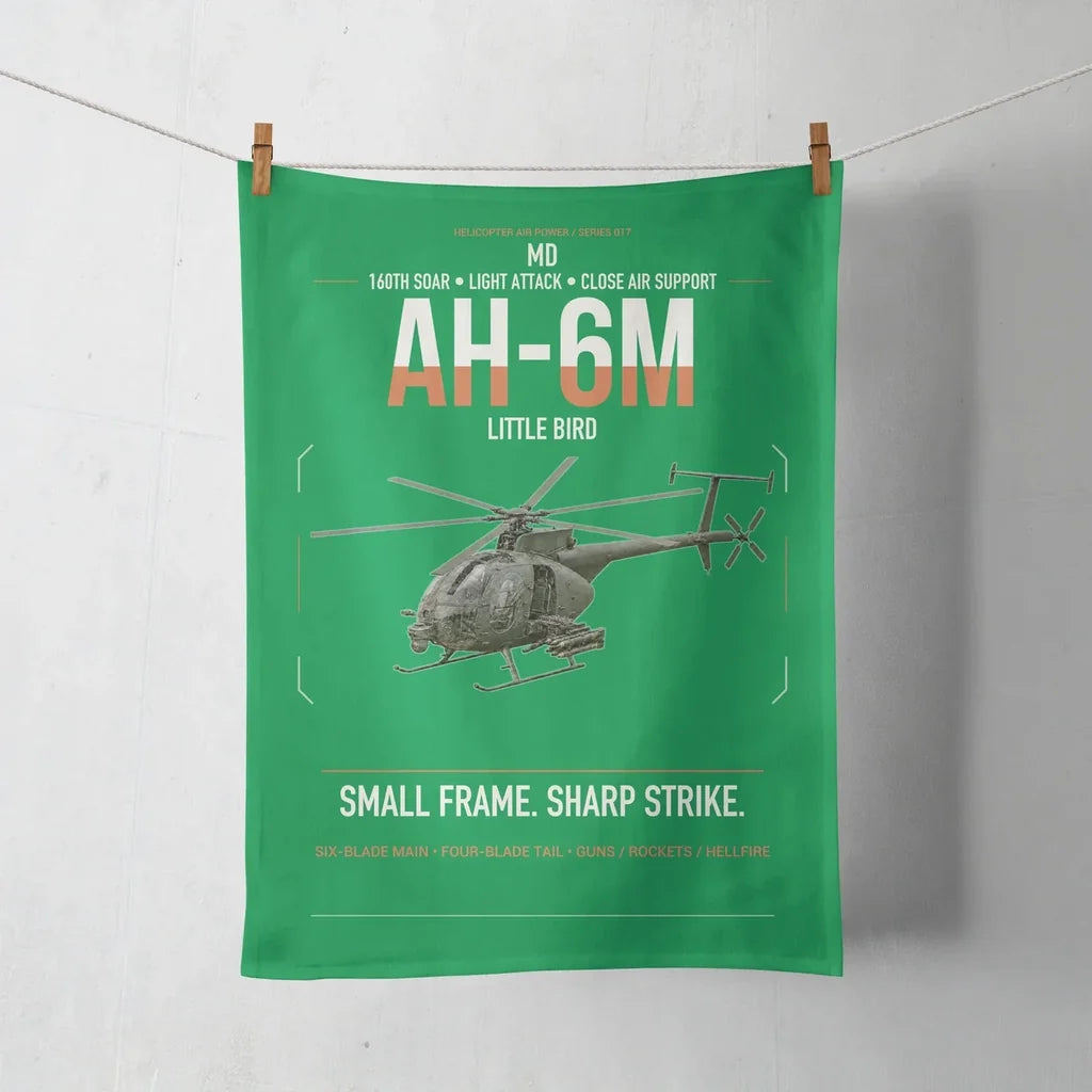 MD AH-6M Little Bird design on green towel