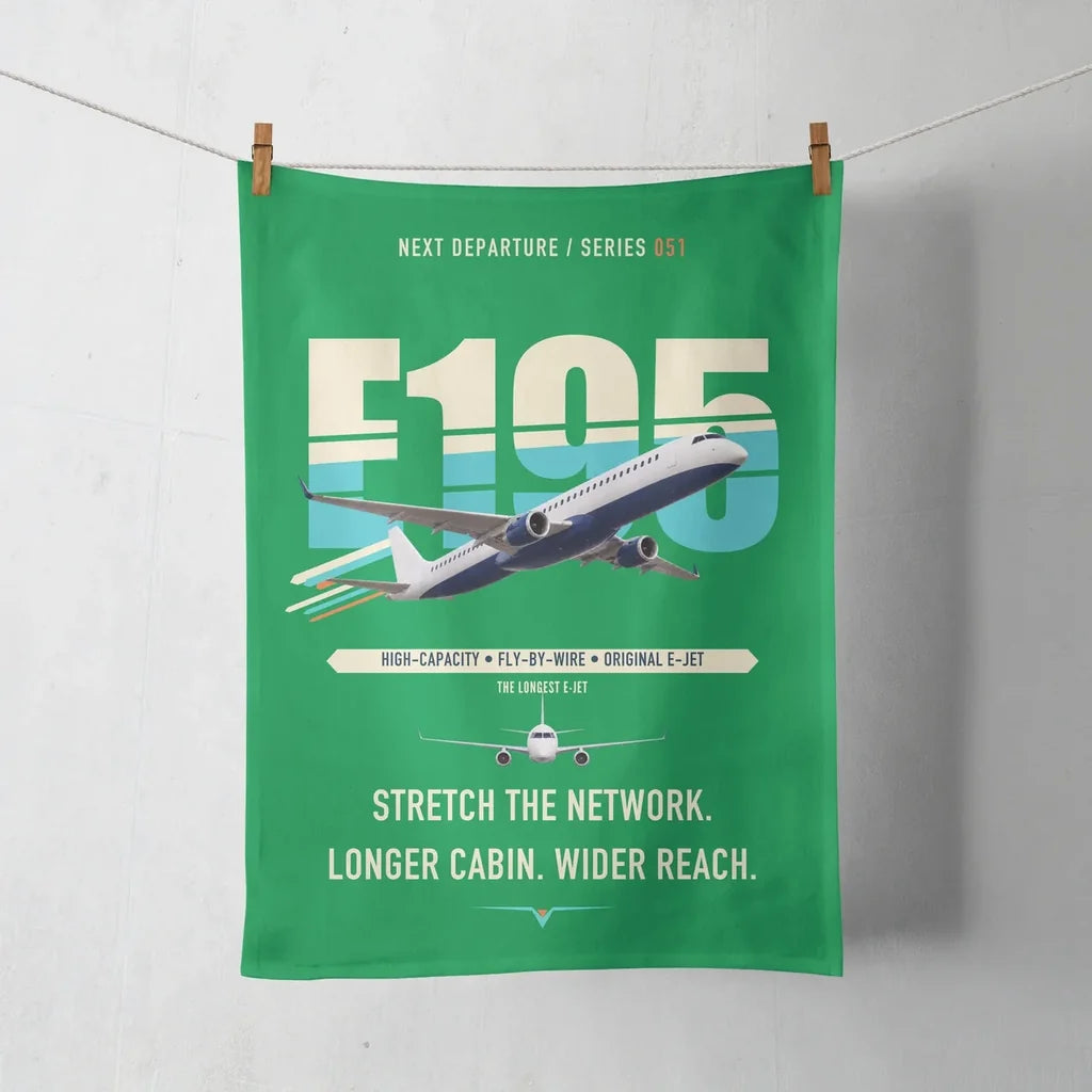 Embraer E195 design on green towel