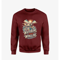 Thumbnail for Waterline Meets Wingline design on wine red sweatshirt