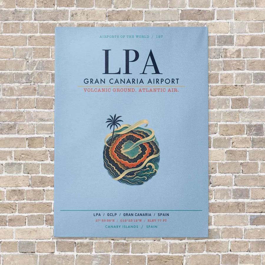 Gran Canaria Airport LPA vertical canvas print - no frame - light blue background