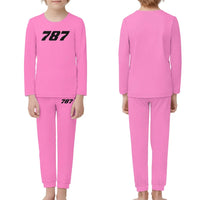 Thumbnail for Boeing 787 Flat Text children pajamas - Pink