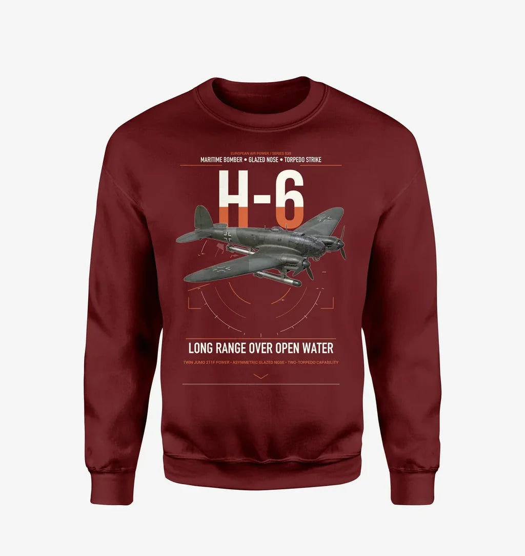 Heinkel He 111H-6 design on wine red sweatshirt