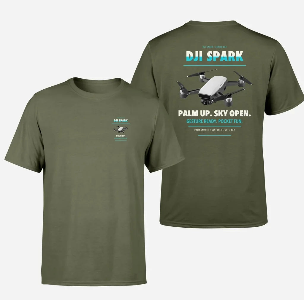 DJI Spark design on green army t shirt