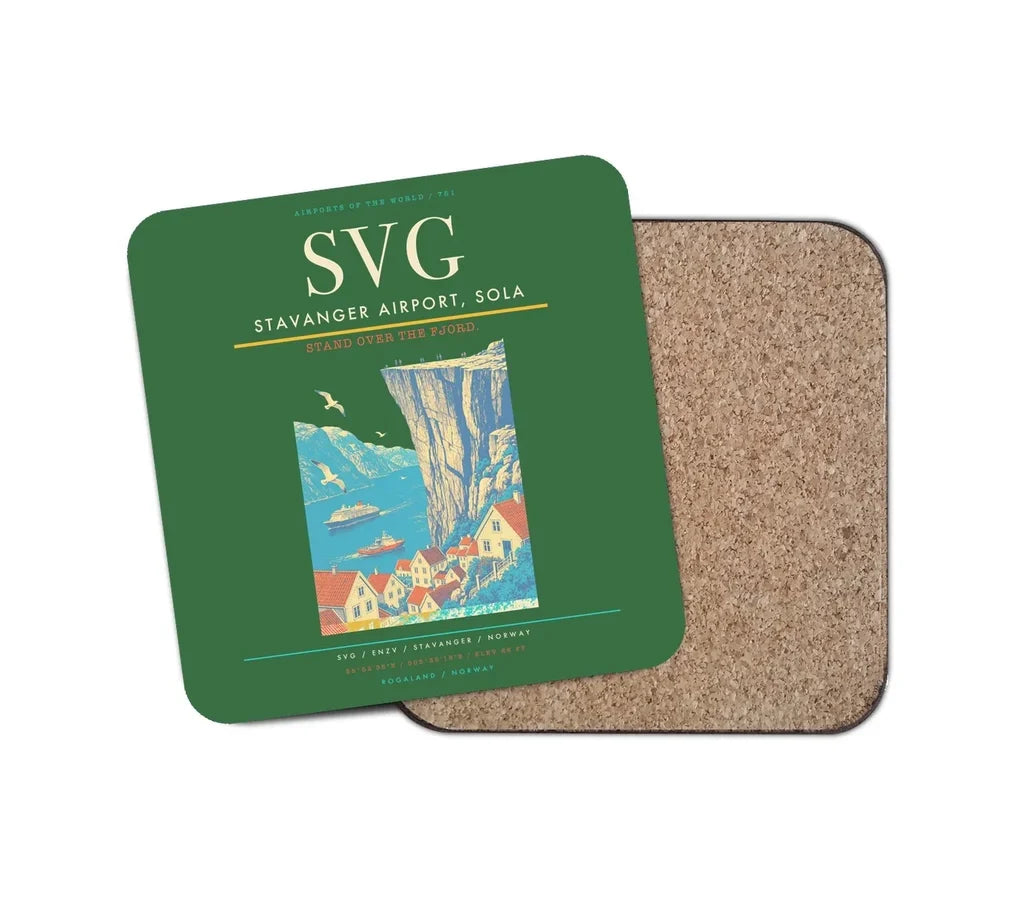 Stavanger Airport, Sola (SVG) design on green 1 piece coaster