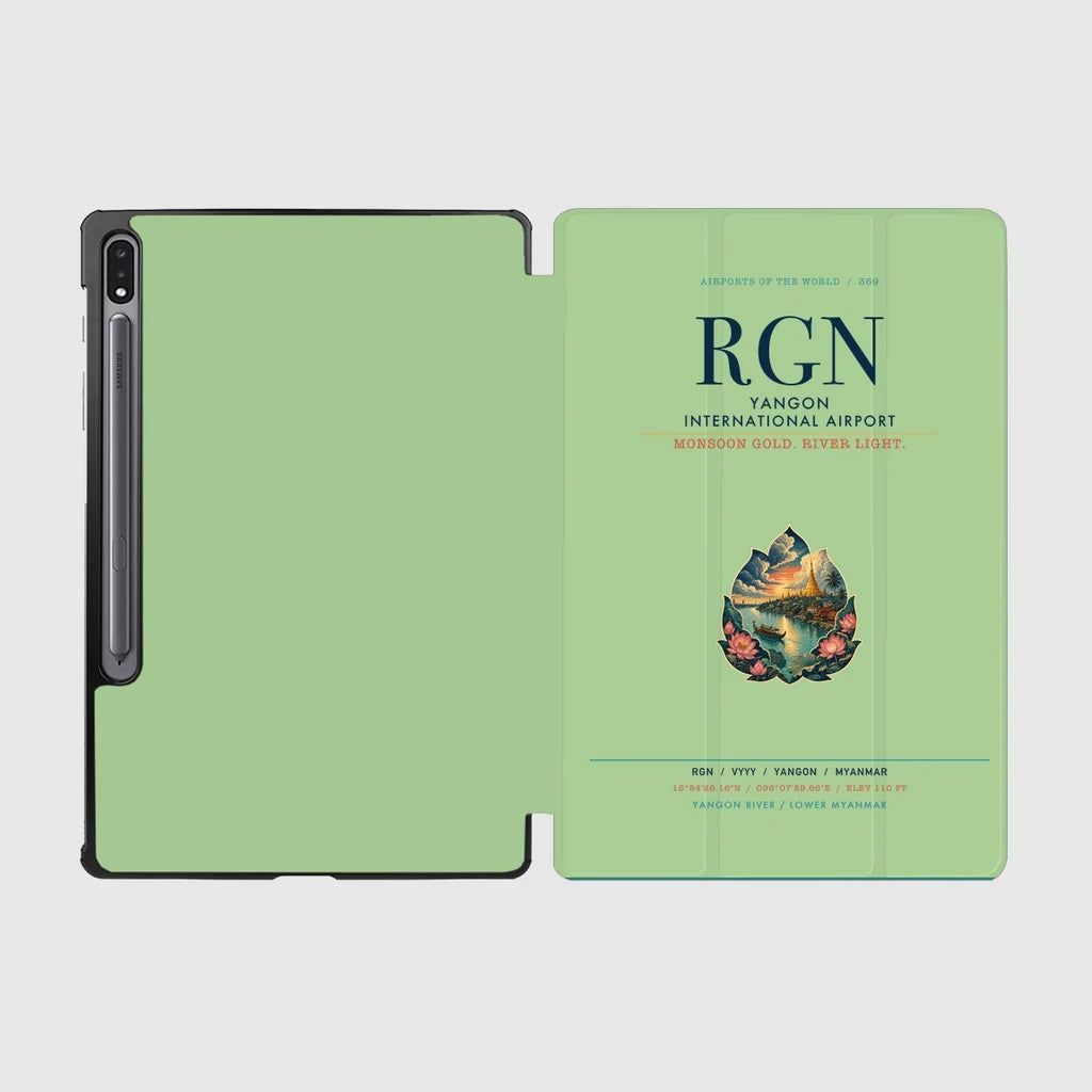 Yangon International Airport (RGN) design on light green samsung tablet tablet case