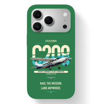 Thumbnail for Cessna 208 Caravan design on green magsafe iphone case, for iPhone 17 Pro