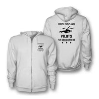 Thumbnail for People Fly Planes Pilots Fly Helicopters Zipped Hoodie - White