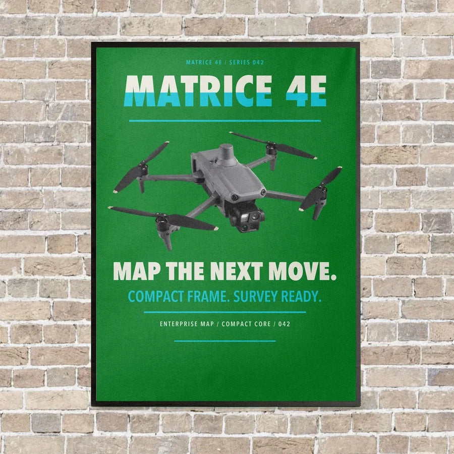 DJI Matrice 4E vertical canvas print - framed - green background