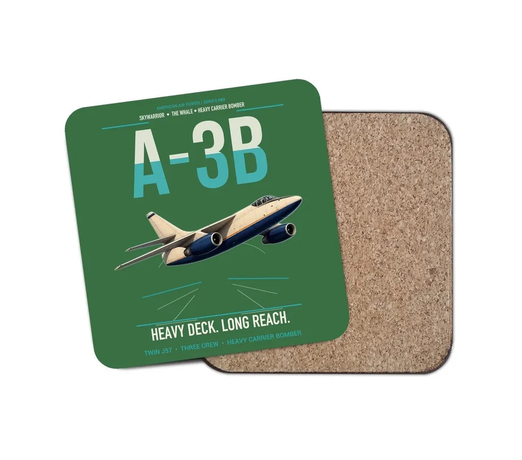 A-3B Skywarrior design on green 1 piece coaster